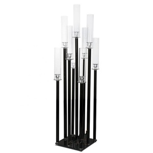 Candelabro Alto Nero a 9 Braccia per Matrimoni, Decorazioni per Hotel e Casa, Stile Europeo - Product Image 4