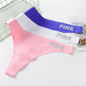 <span class=keywords><strong>Logo</strong></span> personnalisé Marque de distributeur Bikini Strings Taille Basse Sans Couture en Soie Glacée Traceless Motif <span class=keywords><strong>Tanga</strong></span> Solide pour Femmes Culotte Invisible - Product Image 2