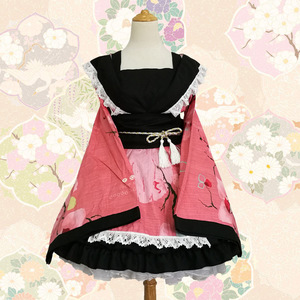 Cotton Kimono Cosplay Dress Pink Set Japanese Style Courtesan Lolita Costume Women's Anime Outfit - Product Image 3