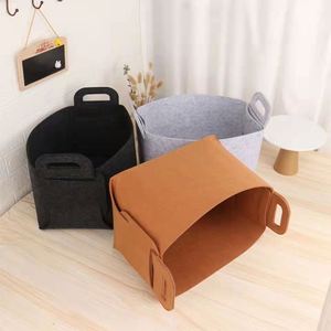 Panier de rangement promotionnel en feutre de laine personnalisé avec logo, pliable, pour bureau, panier à linge portable, vente en gros - Product Image 4