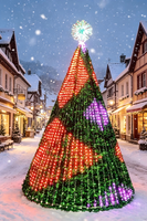 Grand arbre de Noël LED 3D géant en CEDER avec 1000-1500 lumières, branches pliables, effet lumineux dynamique, structure métallique géante sur pied