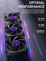 Ventilador de caja ARGB upHere de 360 mm, paquete triple, juego de ventiladores de refrigeración con aspas estándar PWM de 120 mm para radiador de refrigeración por agua de PC y caja.