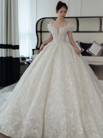 Robes de mariée de luxe scintillantes à col en V, manches longues, entièrement perlées, sur mesure, style Dubaï