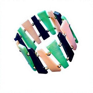 Nouveau Bracelet Vintage en Résine Acrylique Coloré et Perles en Laiton Fait Main Tendance Coquillage Résine Jonc Unisexe Bijoux de Mode pour Femme - Product Image 5