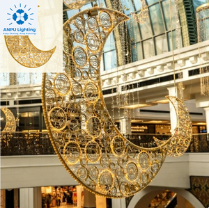 Lampada a Sospensione LED ANPU a Forma di <span class=keywords><strong>Luna</strong></span> <span class=keywords><strong>Crescente</strong></span> e Stella in ABS, Scultura Quadrata per Camera da Letto e Festival del Ramadan - Product Image 1