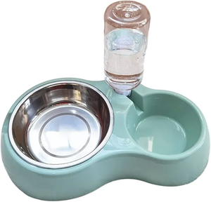 Porte-bol pliable pour animaux de compagnie forme mignonne antidérapant en acier inoxydable en plastique chat chien nourriture eau Double bol - Product Image 1