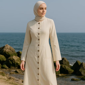 最新デザイン高品質高級アバヤイスラム服現代女性アバヤドレスイスラム教徒 - Product Image 1