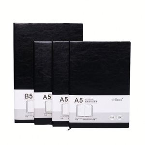 Cuaderno de Tapa Dura de Cuero PU Suave A5 B5, Encuadernación Térmica, Negro, Grueso, para Oficina, Negocios, Reuniones, Regalo - Product Image 2