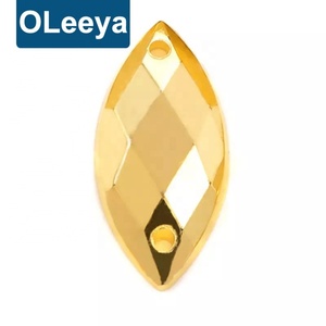 Oleeya Promotion Strass en acrylique œil de cheval doré à coudre pour sacs, robes, vêtements et accessoires - Product Image 1