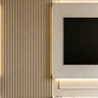 Panneau mural intérieur 3D esthétique moderne en WPC imperméable avec design graphique, respectueux de l'environnement, pour hôtels et chambres à coucher