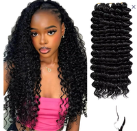 Extensions de cheveux synthétiques à tresses au crochet avec plumes, 120 mèches, 16 pouces, double trame machine, nœuds miracle pré-séparés, ondulation profonde