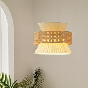 Lámpara colgante redonda de crema E27 Led para el cuidado de los ojos, para comedor, dormitorio, sala de estar, bar, estudio, iluminación minimalista, elegante y Vintage - Product Image 1