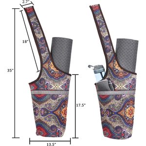 FOXA Canvas Yoga Mat <b>Bag</b> One Size Bohemian Style With Large Pockets For Yoga Pilates <b>Accessories</b> - Product Image 2