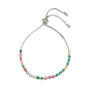 2026 New Arrival Eco-friendly Square and Elongated Zircon Brass Chain Gold <strong>Bracelet</strong> with Adjustable <strong>Drawstring</strong> for Woman Jewelry - Product Image 2