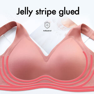 Conjunto <span class=keywords><strong>de</strong></span> sujetador y bragas sin costuras con rayas <span class=keywords><strong>de</strong></span> gel y adhesivo, tallas grandes M, L, XL, XXL, 3XL, 4XL, 5XL, para <span class=keywords><strong>mujer</strong></span>, ropa interior acolchada ajustable, traje <span class=keywords><strong>de</strong></span> dos piezas - Product Image 2