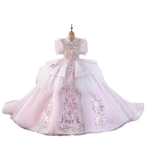 Robe de princesse longue en lin pour fille, nouveau style 2026, <span class=keywords><strong>tenue</strong></span> de performance au piano pour petite hôtesse, anniversaire, vente directe usine - Product Image 5