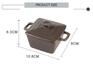 <span class=keywords><strong>Mini</strong></span> Bol à Dessert en Céramique Mignon Crème Brûlée <span class=keywords><strong>Ramequin</strong></span> Résistant au Four Ustensiles de Cuisson Rectangulaires avec Couvercles et Poignée - Product Image 4