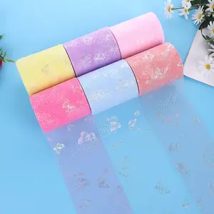 Tulle roll Silver butterfly mesh fabric tulle for windows curtains girl tutu table skirt