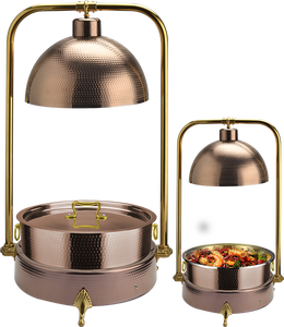 Recipiente Redondo de Acero Inoxidable para Calentar Alimentos con Lámpara de Calentamiento, Estación de Calentamiento de Alimentos de Lujo para Buffet, para Hoteles y Restaurantes - Product Image 3