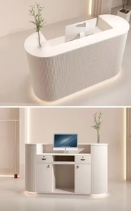 Bureau de réception moderne pour salon de beauté avec comptoir de caisse, table de réception blanche économique pour bureau - Product Image 6