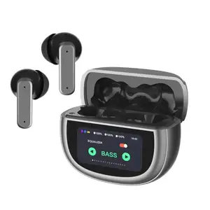新款无线耳机充电盒，带发光二极管触摸屏ANC降噪高清呼叫TWS耳塞环绕声耳机
