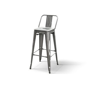 Metal Bar Stool With Backrest <b>Grey</b> Indoor Metal <b>Frame</b> Set Of 4 - Product Image 1