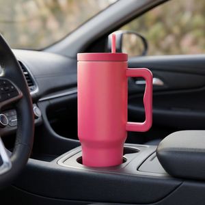 Wholesale 40oz Stainless Steel Travel <b>Mug</b> with Handle and Straw Cup <b>Holder</b> Friendly Vacuum Insulated Car Tumbler for Commuters - Product Image 1