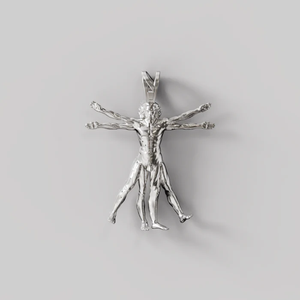 Colgante Infantil de Plata de Ley con Circonita, Diseño Vitruviano Premium, con Lujosa Bañatura de Oro Blanco de 18K, Estilo Hindú - Product Image 3