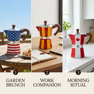 Cafetière Moka Kingze OEM/ODM personnalisée avec logo imprimé, 3/6 tasses, en aluminium, pour expresso sur cuisinière, avec motifs - Product Image 6