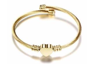 Biểu Tượng Tùy Chỉnh Hot Thiết Kế Thời Trang Vàng Trái Tim Màu Đen Charms Mở Phụ Nữ Thép Không Gỉ Cuff Dây Bangle Tình Bạn Vòng Đeo Tay - Product Image 6