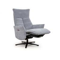 Fauteuil inclinable électrique pivotant en tissu lin gris clair, canapé simple avec bouton de commande latéral pour salon, meubles de maison