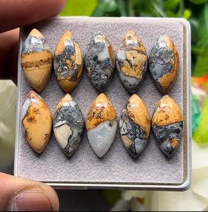 พลอยมาลิกาโนแจสเปอร์ธรรมชาติคุณภาพดีที่สุด แบบหลังแบน ขนาด 12x12 มม. ชุด 10 ชิ้น พลอยหลวม - Product Image 3