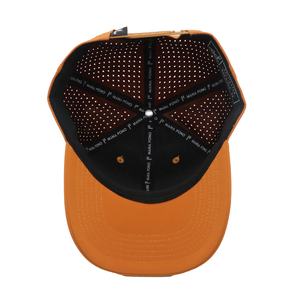 Casquette de golf unisexe orange à chevrons 6 panneaux avec logo brodé découpé au laser et imperméable pour les quatre saisons - Product Image 6