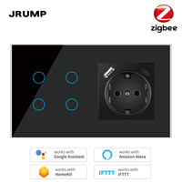 JRUMP Prise murale standard UE USB + C 147 Smart Series certifiée CE pour Tuya Smart Touch Switch 1/2/3/4G WIFI/Zigbee pour usage domestique
