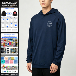 Wholesale Lightweight Hooded Sweatshirt <b>Jumper</b> Custom Logo Private Label Plain Raglan Sleeve Men's Hooded Polyester T <b>Shirts</b> - Product Image 1