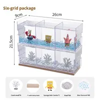 Aquarium carré spécial pour poissons combattants lumineux, petit aquarium pour poissons rouges, en plastique et en verre, lampe de stand
