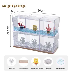 Internetberoemdheid Lichtgevende <span class=keywords><strong>Betta</strong></span> Visbak Speciale Vierkante Kleine Goudvis Aquarium Pot Plastic Glazen Standlamp - Product Image 6