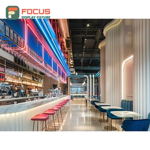 Mostrador de Servicio de Café Comercial con Estante para Condimentos, Panel de Madera y Exhibidor para Cafetería - Product Image 5