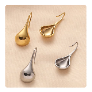316L Teardrop Gold PVD Plated Stainless Steel Stud <b>Earrings</b> | Unisex Minimalist Lightweight Design | ZIRCON Waterproof - Product Image 3