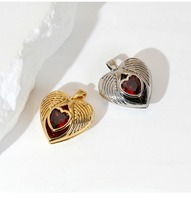 Pendentif en cuivre laiton en forme de cœur ailé ACME, plaqué or, incrustation de pierres précieuses colorées, bijoux fantaisie, charme pour collier, bracelet, accessoire