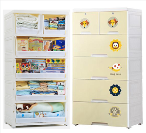 5 Layer fashion cartoon style kids stackable plastic drawers chest