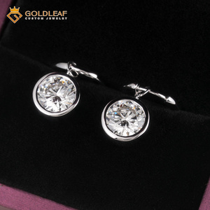 Goldleafgem Custom PT950 Platinum IGI Certified Round Lab Grown <b>Diamond</b> Hoop <b>Dangle</b> <b>Earrings</b> Women Daily Wear Fine Jewelry Gift - Product Image 1