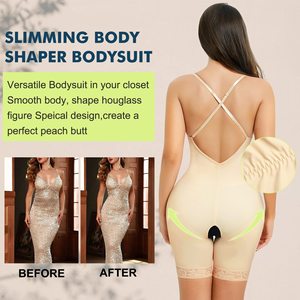 Body Moldeador con Cuello en U para <span class=keywords><strong>Mujer</strong></span>, Control de Abdomen, Levanta Glúteos, con Escote Recogido, Entrepierna Abierta, Tirantes Ajustables - Product Image 2