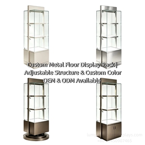 ตู้โชว์กระจกหรูหราโครงโลหะพร้อมไฟสปอตไลท์ LED ตู้โชว์เครื่องสำอางและน้ำหอมระดับไฮเอนด์ - Product Image 5