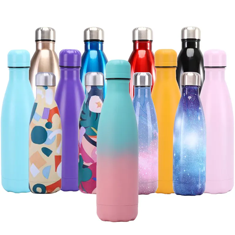 Custom Stainless Steel Vacuum Insulated Cup Sport Water Bottle With Custom Logo Pattern Custom Sports Cola Shape Coke Bottle