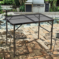 Table pliante portable en aluminium de 2 pieds pour cuisine de camping ou hôtel avec supports en maille légère et réglable en hauteur