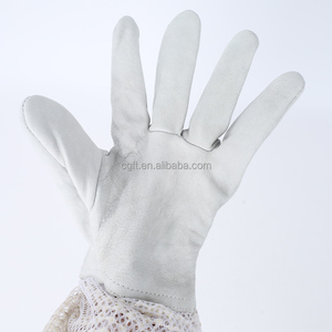 कारखाने की आपूर्ति सफेद चमड़े से बने बीकीपिंग दस्ताने, मधुमक्खी के स्टिंग्स के लिए सांस लेने योग्य दस्ताने - Product Image 4