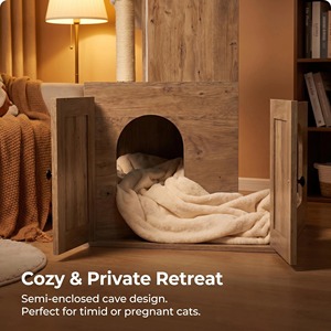 Lussuoso Tiragraffi per <span class=keywords><strong>Gatti</strong></span> in Legno con Lettiera Integrata, 140 cm di Altezza, con Amaca e Cuccia - Sicuro, Durevole, Arredo per Interni - Product Image 6