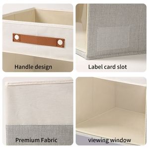 Non-woven Fabric 36L <b>Foldable</b> Storage <b>Box</b> Clothing Storage Organizers <b>Box</b> with PU Handle - Product Image 4