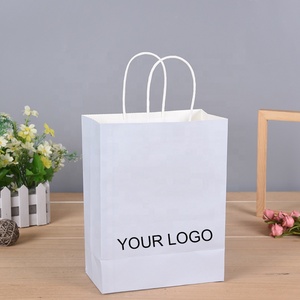 Bán buôn khuyến mại thức ăn nhanh Takeaway túi cổ điển trắng nâu giấy kraft với xử lý cho giày quần áo bao bì - Product Image 1